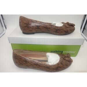 NEW Walking Cradles Bethany Ballet Women's 6.5 W Black Brown Leather Shoes